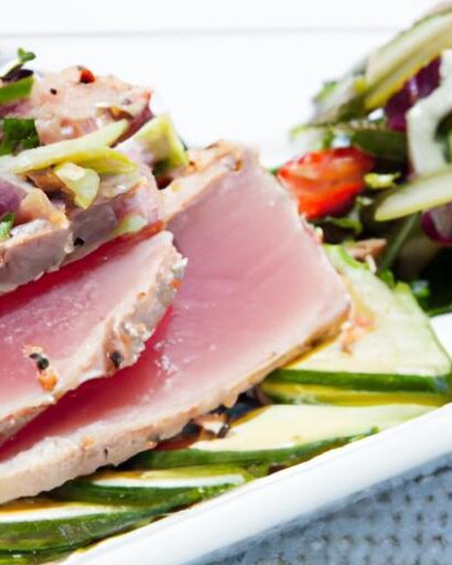 Fresh Flavors: Tuna Steak Paired with Avocado Cucumber Salad