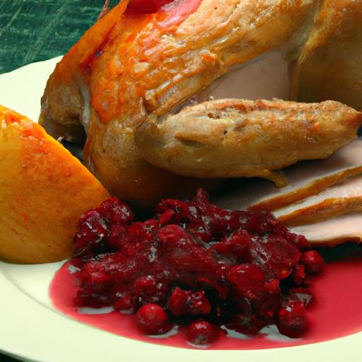 Succulent Roast Turkey Breast Paired with Tangy Cranberry Sauce
