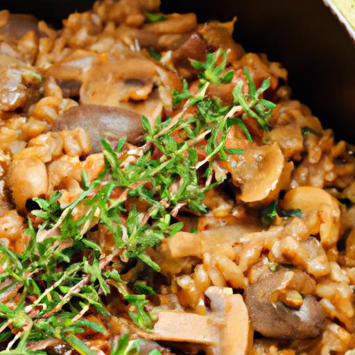 Hearty One-Pot Farro with Mushrooms and Fresh Thyme Delight