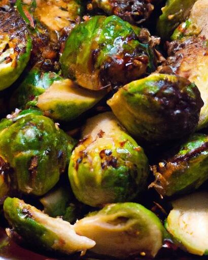 Crispy Roasted Brussels Sprouts Drizzled with Balsamic Glaze
