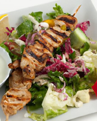 Savor Greek Chicken Kebabs Drizzled with Creamy Tzatziki