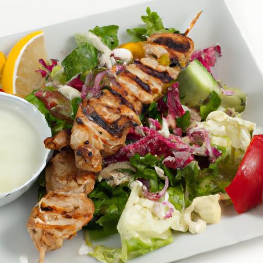 Savor Greek Chicken Kebabs Drizzled with Creamy Tzatziki