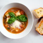 Cozy Up with Creamy Lasagna Soup Topped with Ricotta