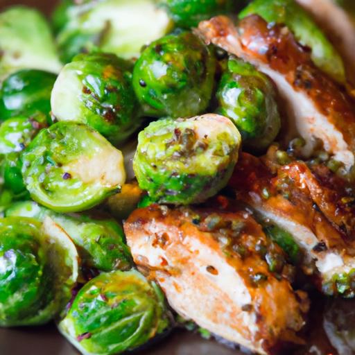 Savory Balsamic glazed chicken with Crispy Brussels Sprouts