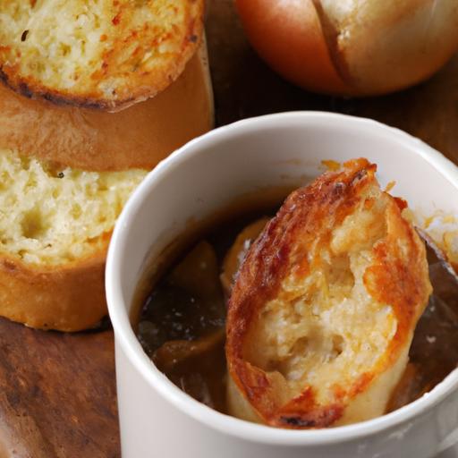 Cozy French Onion Soup in a Mug with Toasted Crouton twist