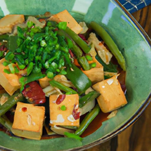 Fiery Flavor Fusion: Spicy Ginger Tofu & green Bean Stir-Fry