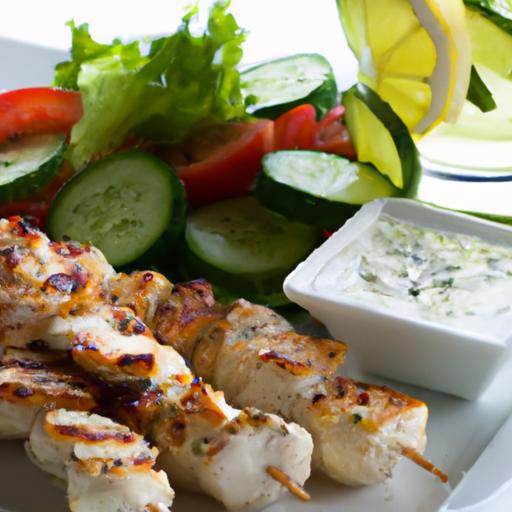 savor Greek chicken Kebabs Drizzled with Creamy Tzatziki