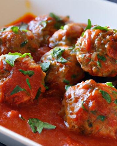 Savory Turkey Meatballs Simmered in Garlic-Tomato Sauce