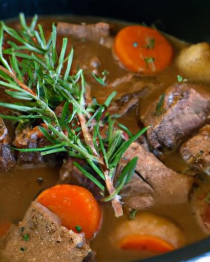 Hearty Beef and Vegetable Stew with Aromatic Rosemary