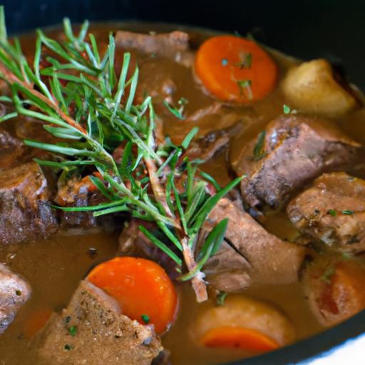 Hearty Beef and Vegetable Stew with Aromatic Rosemary