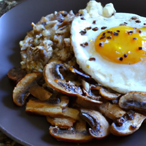 Hearty Savory Oatmeal with Fried Egg & Sautéed Mushrooms