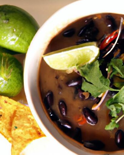 Zesty Hearty Black Bean Soup with a Splash of Lime Freshness