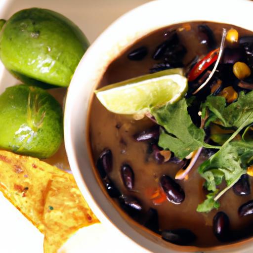 Zesty Hearty Black Bean Soup with a Splash of Lime Freshness