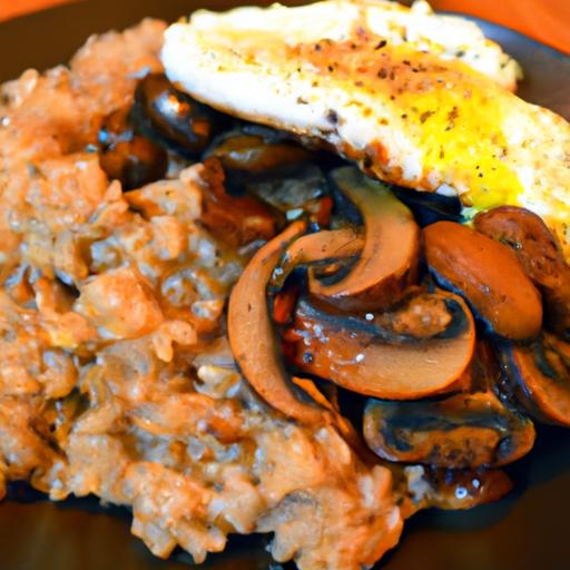 Hearty Savory Oatmeal with Fried Egg & Sautéed Mushrooms