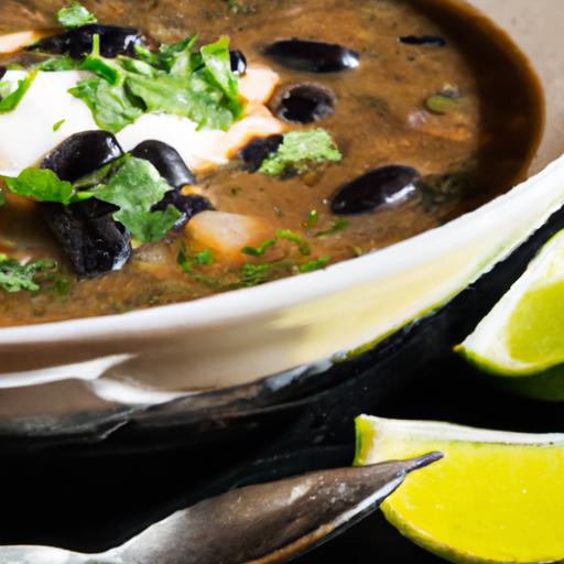 Zesty Hearty Black Bean Soup with a splash of Lime Freshness