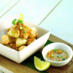 Crispy Fried Taro Root Paired with Creamy Peanut Dip Delight