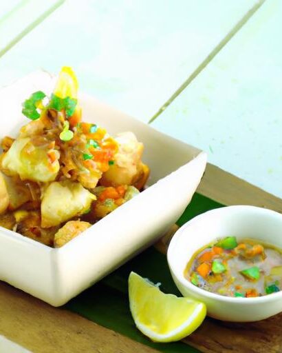 Crispy Fried Taro Root Paired with Creamy Peanut Dip Delight