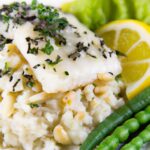 Zesty Lemon Herb Halibut Paired with Nutty Wild Rice Delight