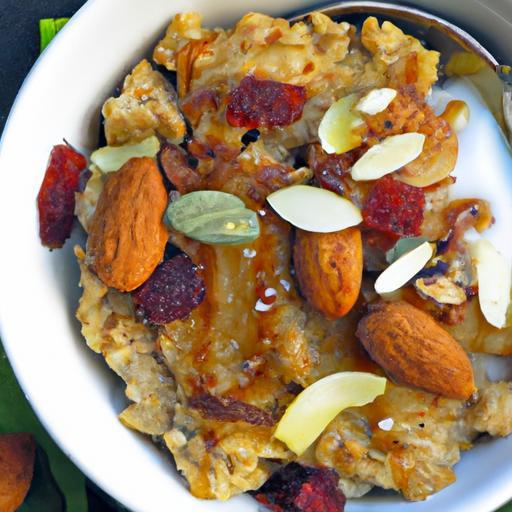 Golden Goodness: Savory Turmeric Oatmeal with Crunchy Almonds