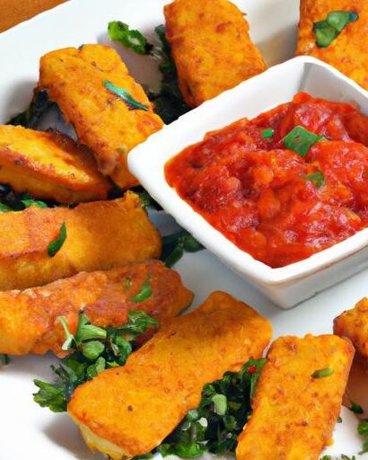 Crispy Fried Polenta Sticks with Zesty Marinara Dip Delight