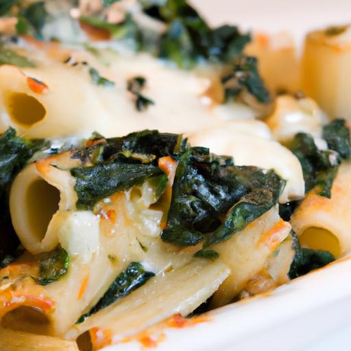 Savor the Comfort: baked Ziti with Spinach Delight