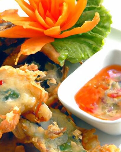 Crisp Thai Vegetable Tempura Paired with Sweet Chili Dip