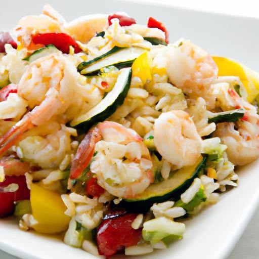 Refreshing Mediterranean Orzo Salad with Zesty Shrimp Delight