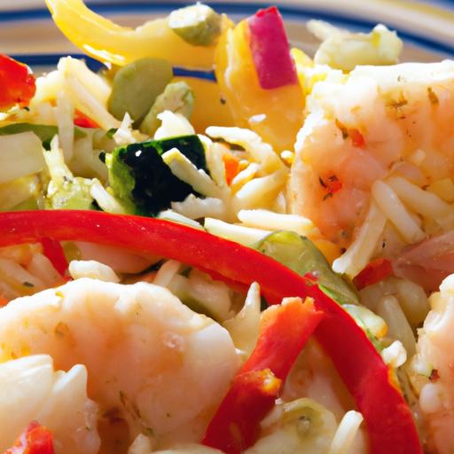 Refreshing Mediterranean Orzo Salad with Zesty Shrimp Delight