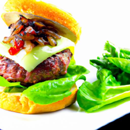 Savory Bison Burgers Nestled on a ​fresh Green ​Bed
