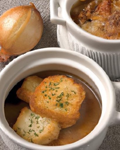 Cozy French Onion Soup in a Mug with Toasted Crouton Delight