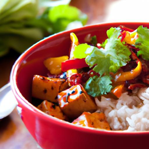 Zesty Chili Lime Tofu Bowl with Rice and Fresh Veggies