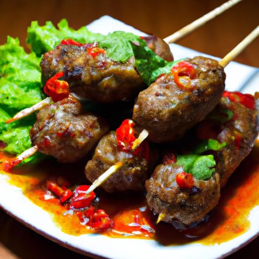 Savoring Look Chin Ping: The Art of Grilled Meatball skewers