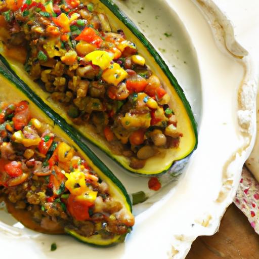 Hearty vegan Stuffed Zucchini​ Boats⁤ with Protein-Packed lentils
