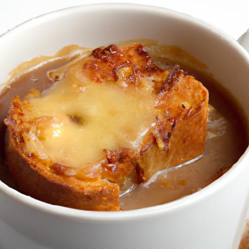 Cozy French onion Soup in‌ a Mug with toasted Crouton Delight