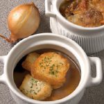 Cozy French Onion Soup in a Mug with Toasted Crouton Delight